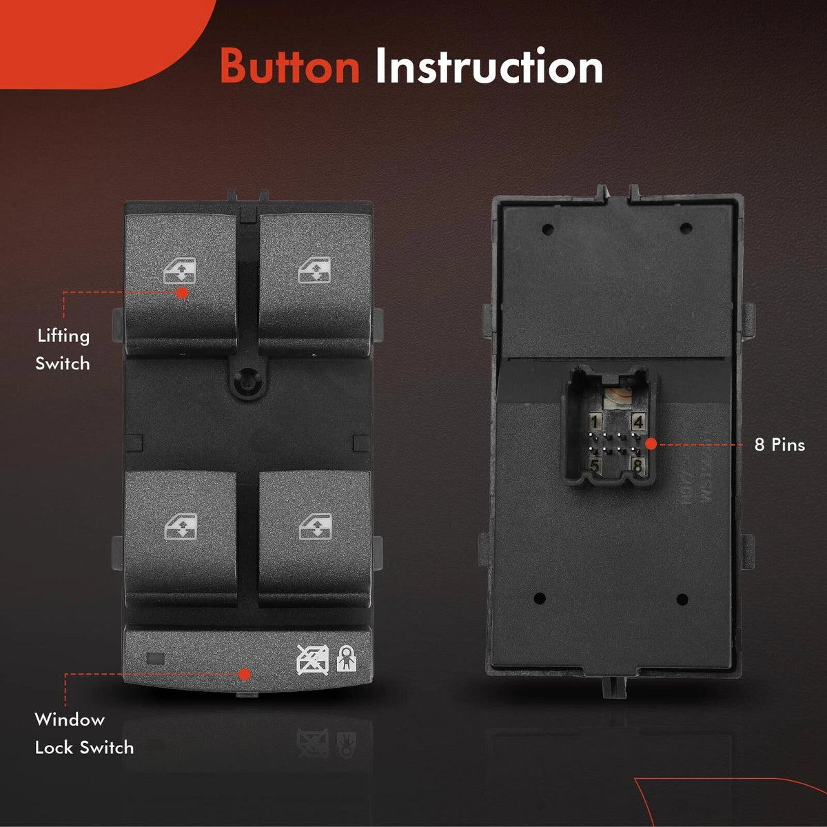 Front Left Power Window Switch for Buick LaCrosse (2010–2016) 20830825, DWS1569