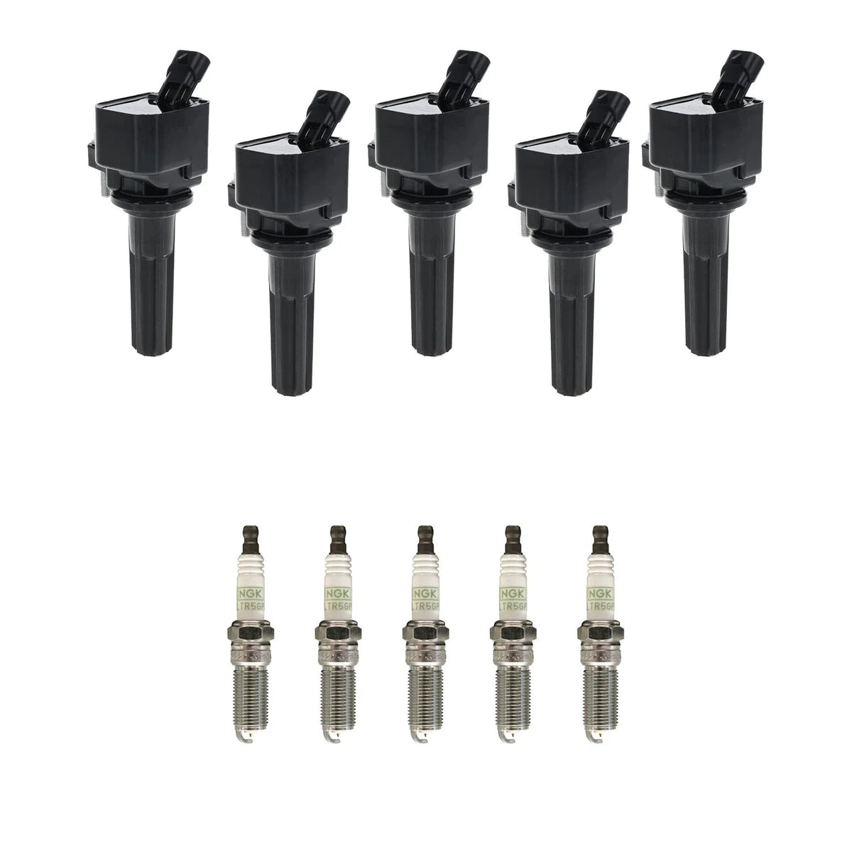 Set of 5 Ignition Coils & NGK Platinum Spark Plugs for Hummer H3T (2006–2010)
