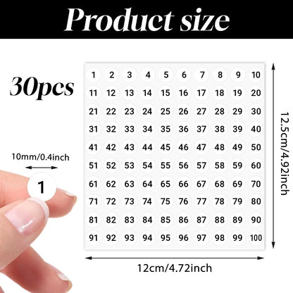 3000 Pcs Small Numbered Stickers for Various Applications (0.4 Inch, White)