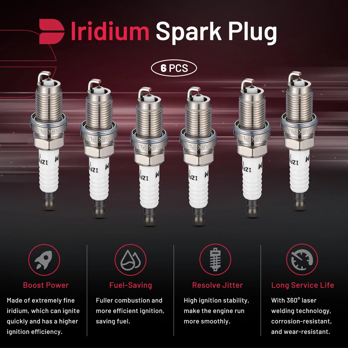 Set of 6 Iridium Spark Plugs 6994 for Acura MDX (2007–2009)