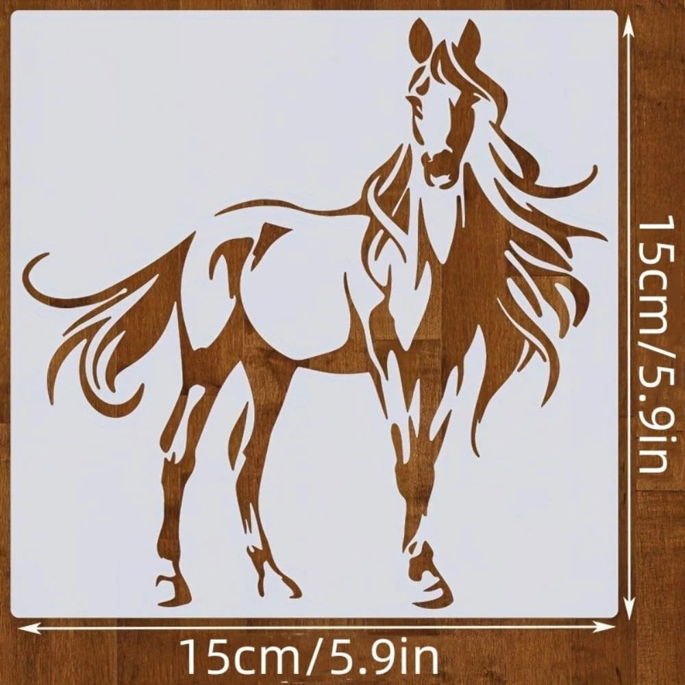 Set of 4 Reusable Plastic Horse Stencils for Craft Projects 6 inches
