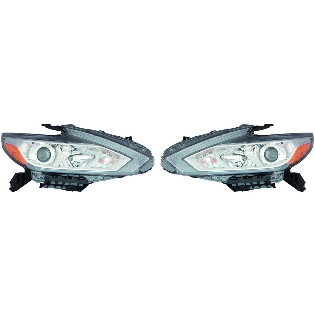 Set of 2 Headlights for Nissan Altima (2016) PLX-M1-314-11ABL-AF1, NI2502247, NI2503247 Chrome Bezel