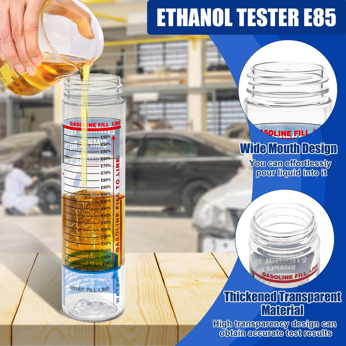 2X E85 Ethanol Tester Bottle for Fuel Octane Level Testing