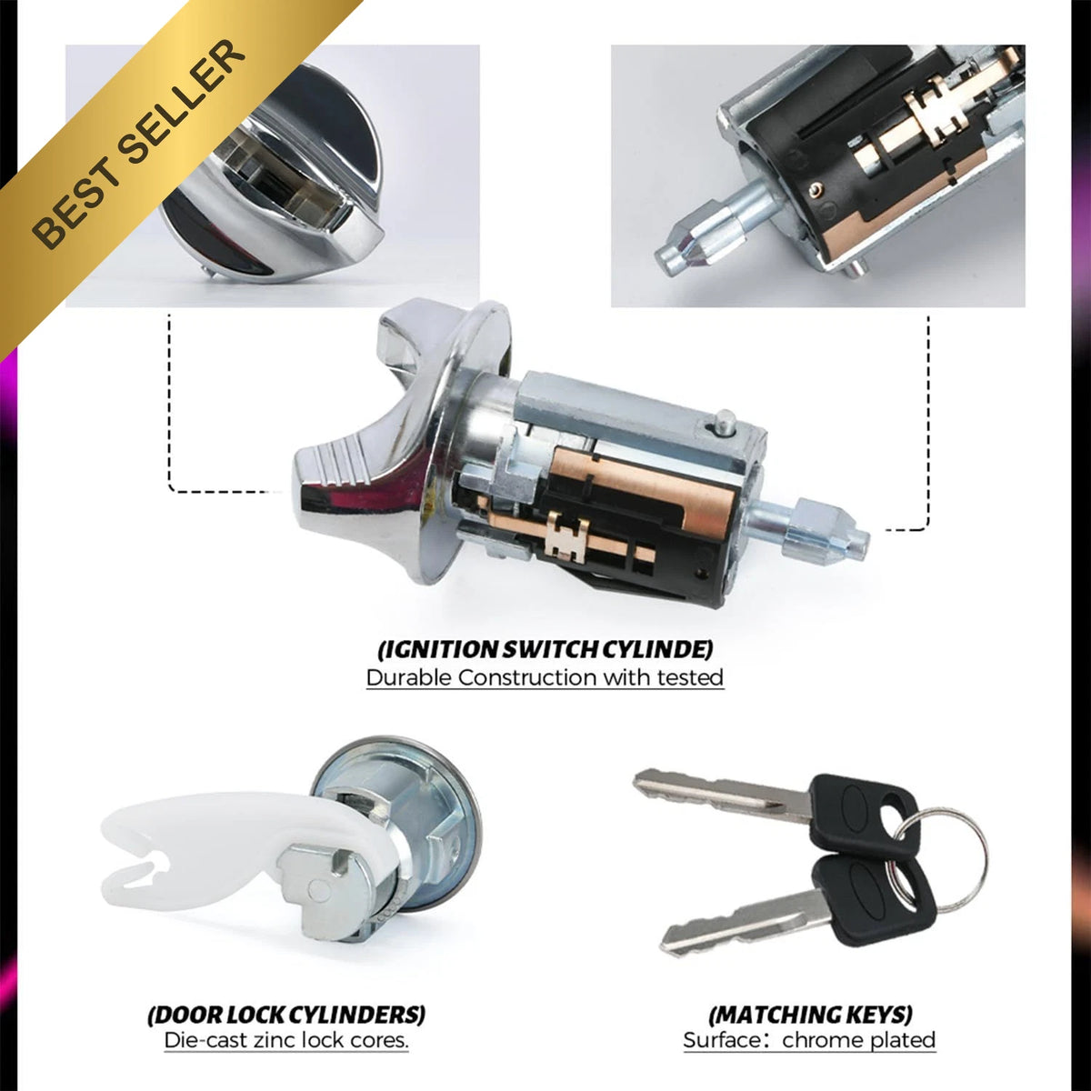 Ignition Switch & Door Lock Cylinder Set for Ford F-Series E-Series Bronco (1992–1995)
