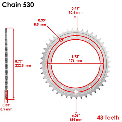 Black O-Ring Drive Chain & Sprockets Kit for Honda VFR800F VF1000F VF1000R (EG1504FS107XO)