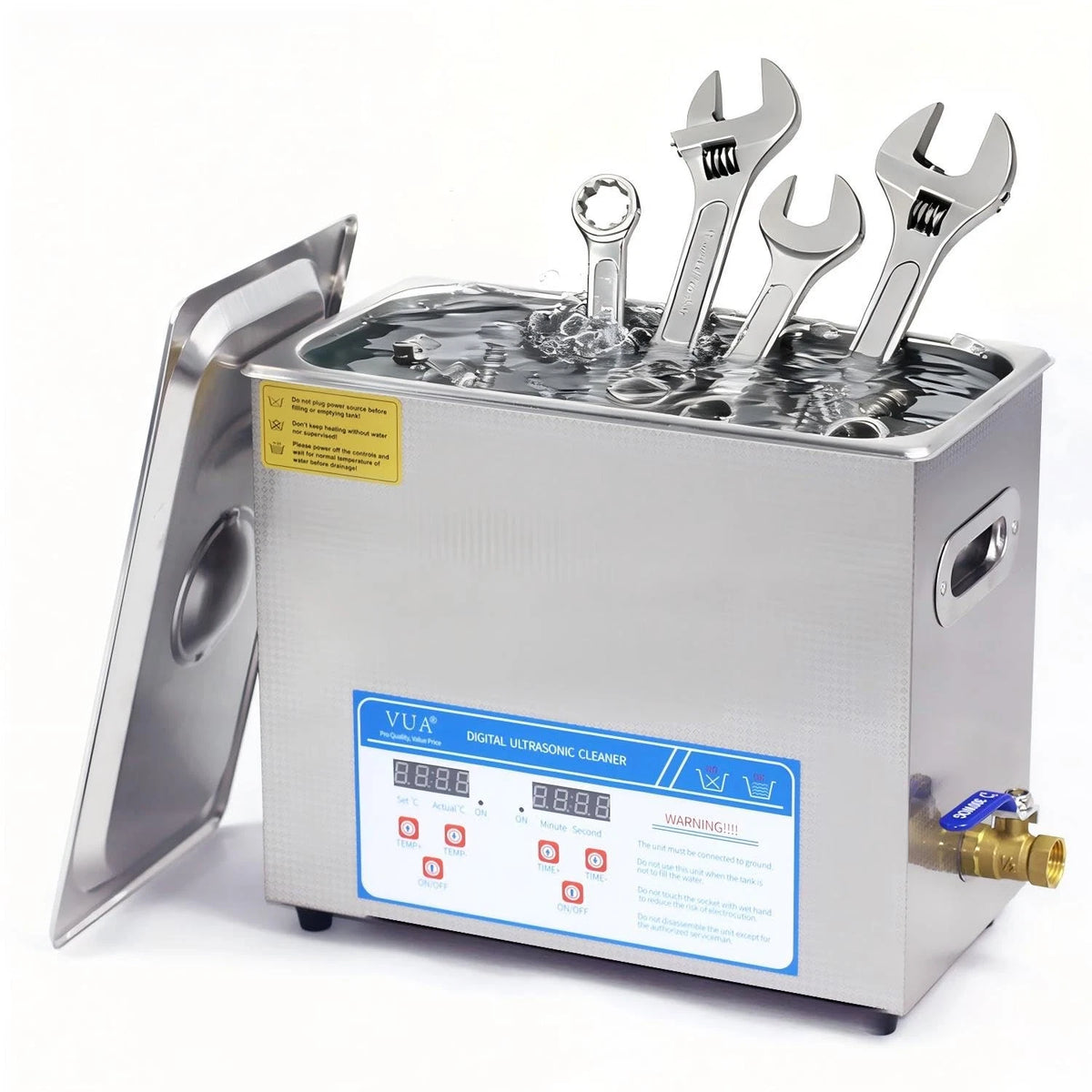 VUA 6L Ultrasonic Cleaner with Digital Timer & Heater for Commercial Use