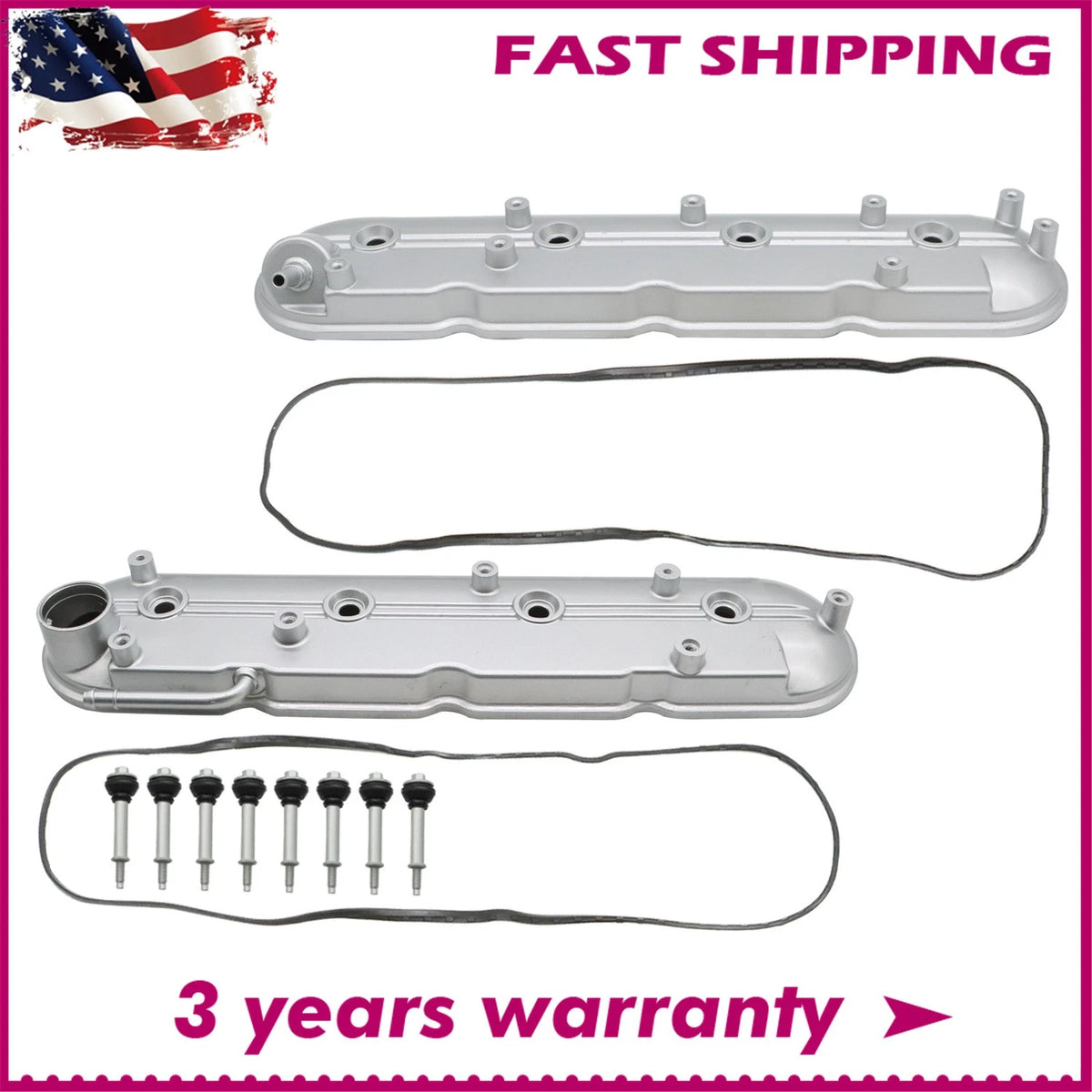 Set of 2 Valve Covers for GM Chevy LS LS3 4.8 5.3L 6.0L 6.2L (12637684, 12642655)