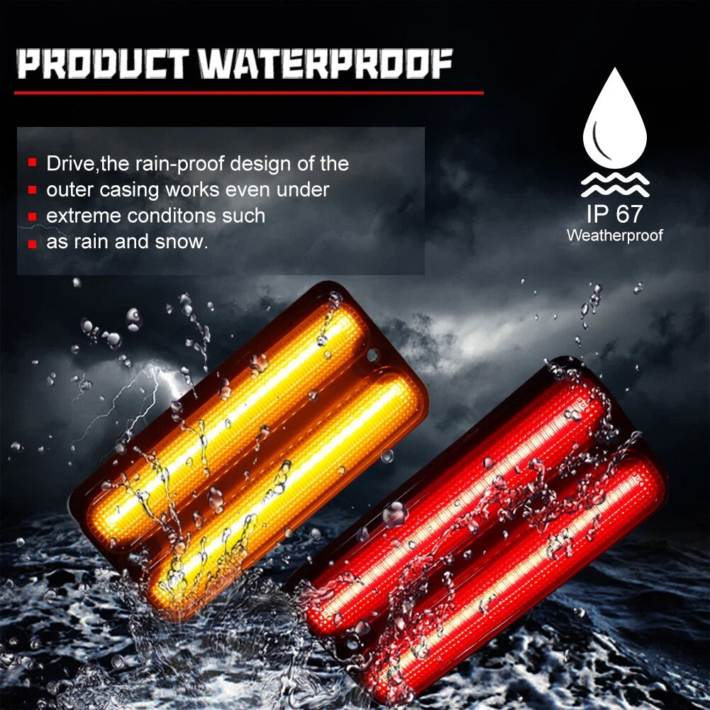 Set of 4 Amber & Red Side Marker Lights for Chevy GMC Truck (1968–1972)