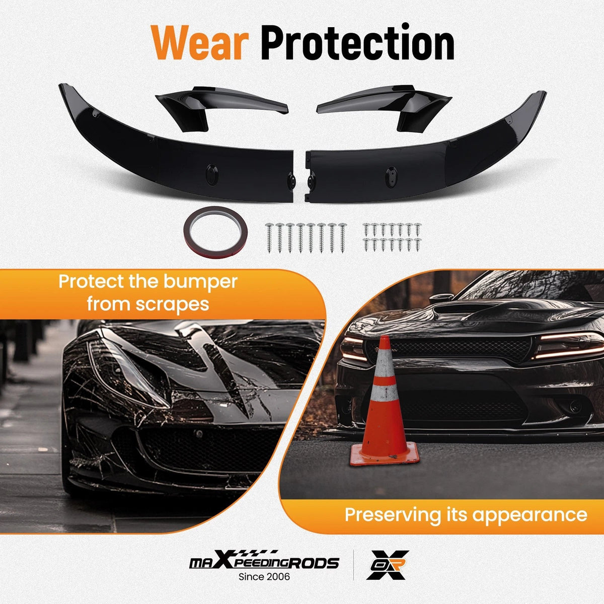 Front Bumper Lip Spoiler for BMW F10 5 Series M Sport (2011–2016) Gloss Black ABS