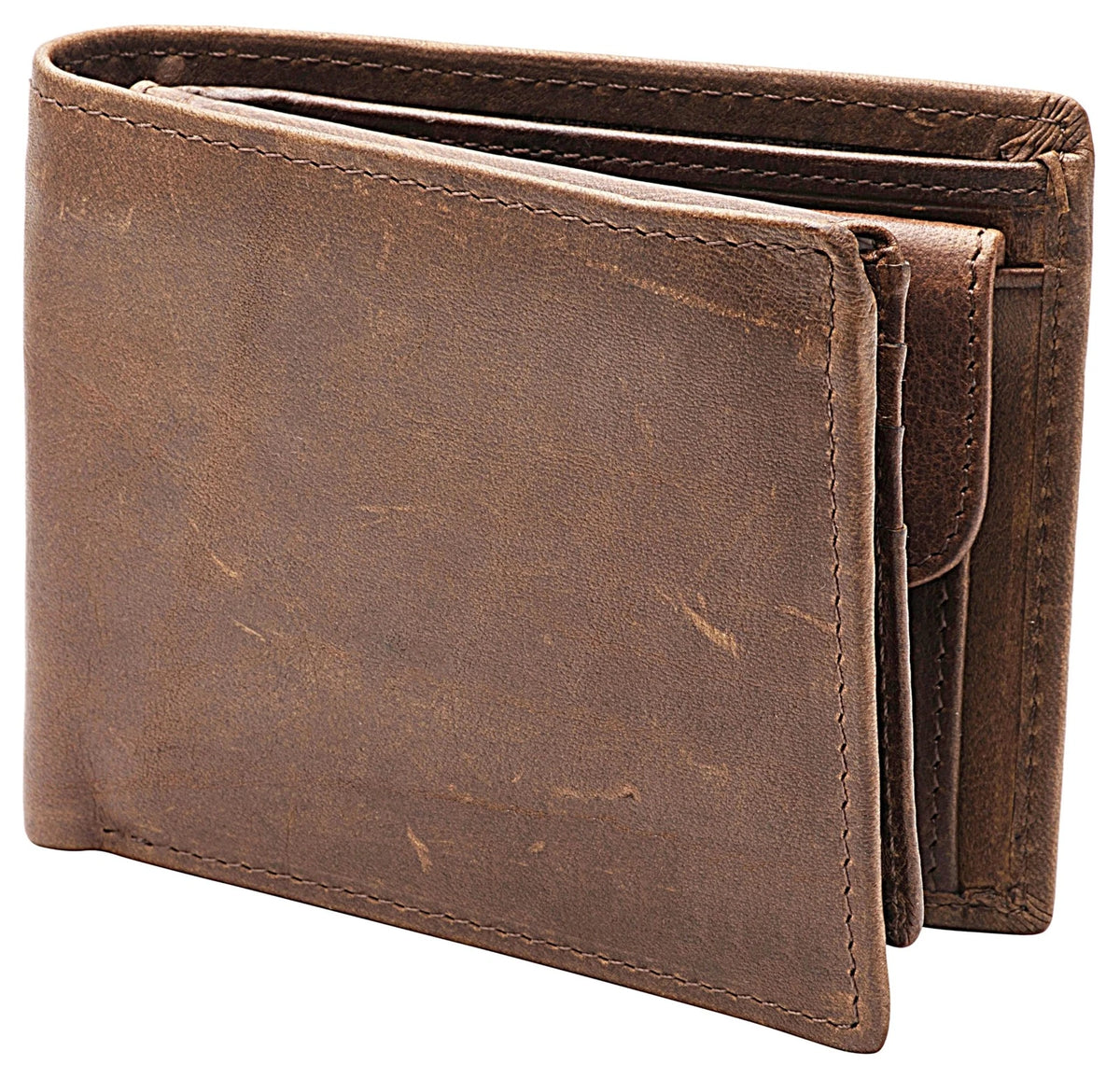 Genuine Leather Bifold Wallet for Men - Coffee