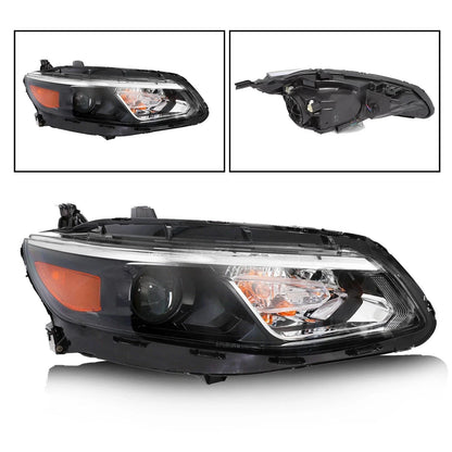 Halogen Headlight Assembly Pair for Chevy Malibu (2016–2018) LH+RH Black