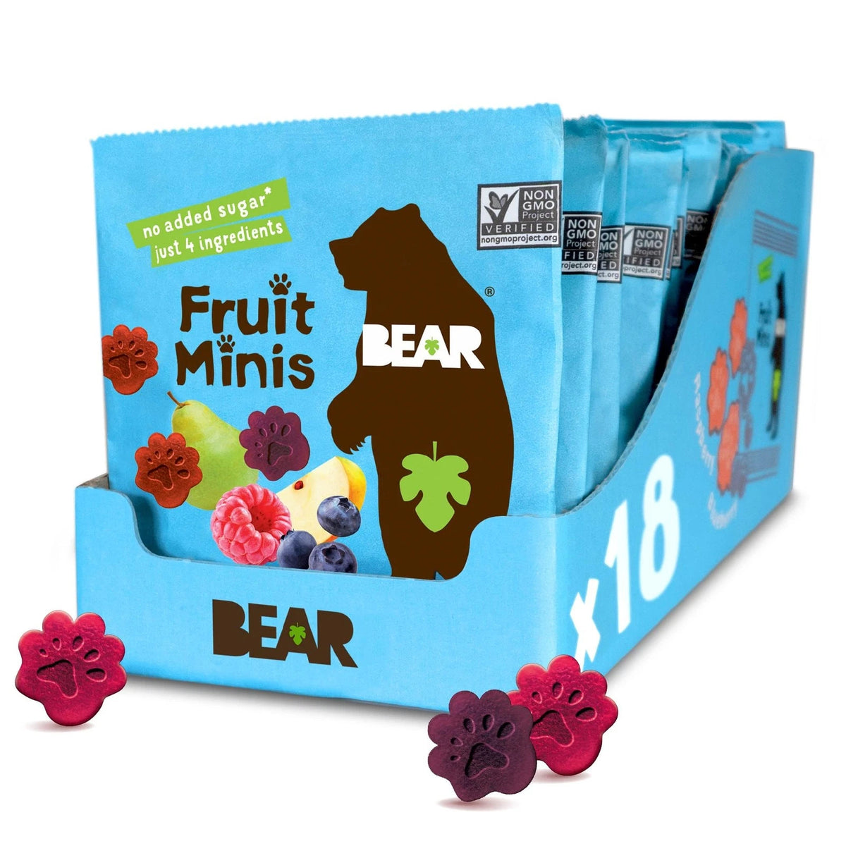 Pack of 18 Bear Real Fruit Snack Minis - Raspberry/Blueberry