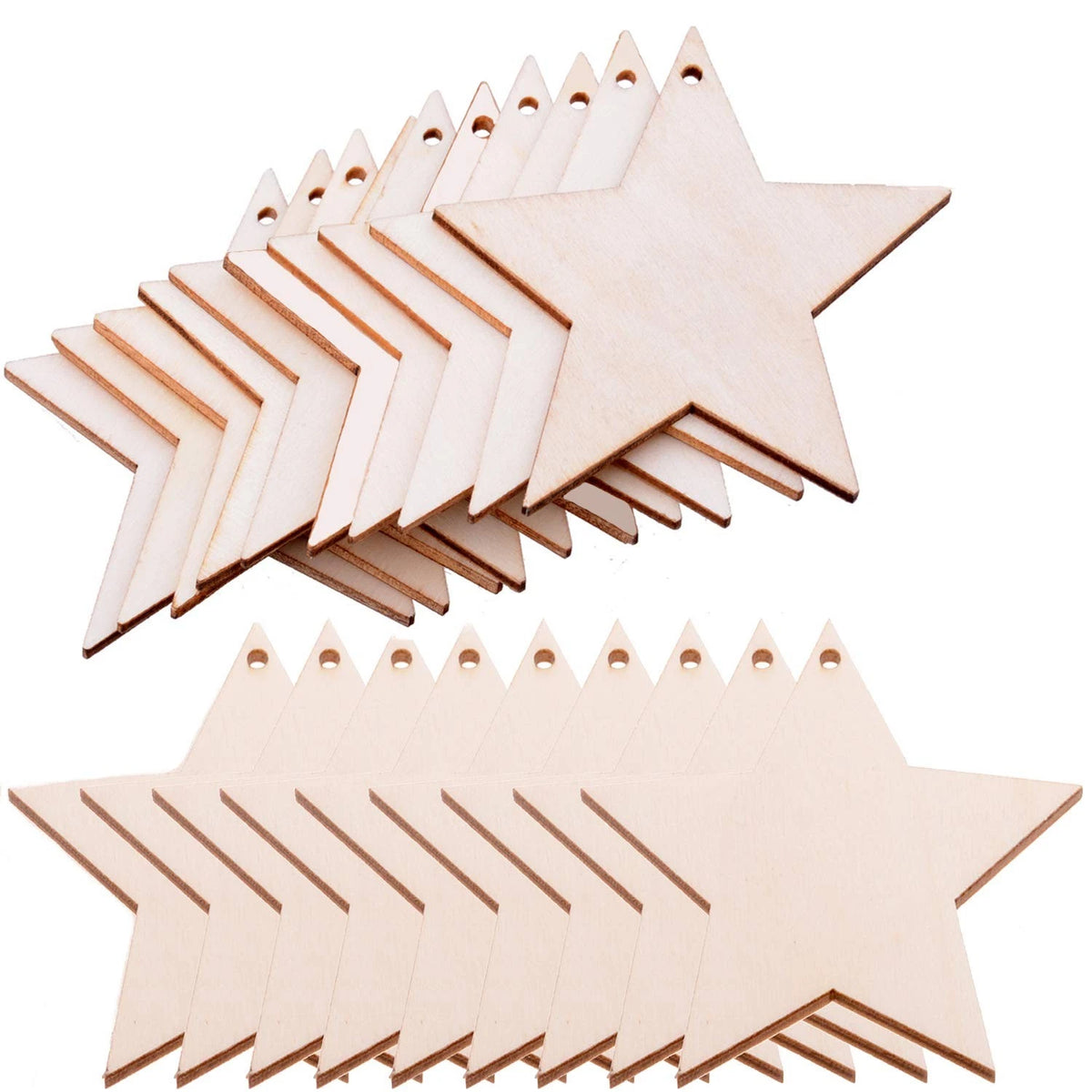 Pack of 50 Wooden Christmas Tree Hanging Ornaments (3 Inch)
