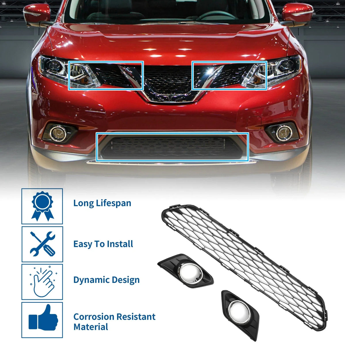 Set of 1 Front Lower Fog Lamp Bezel Cover for Nissan 