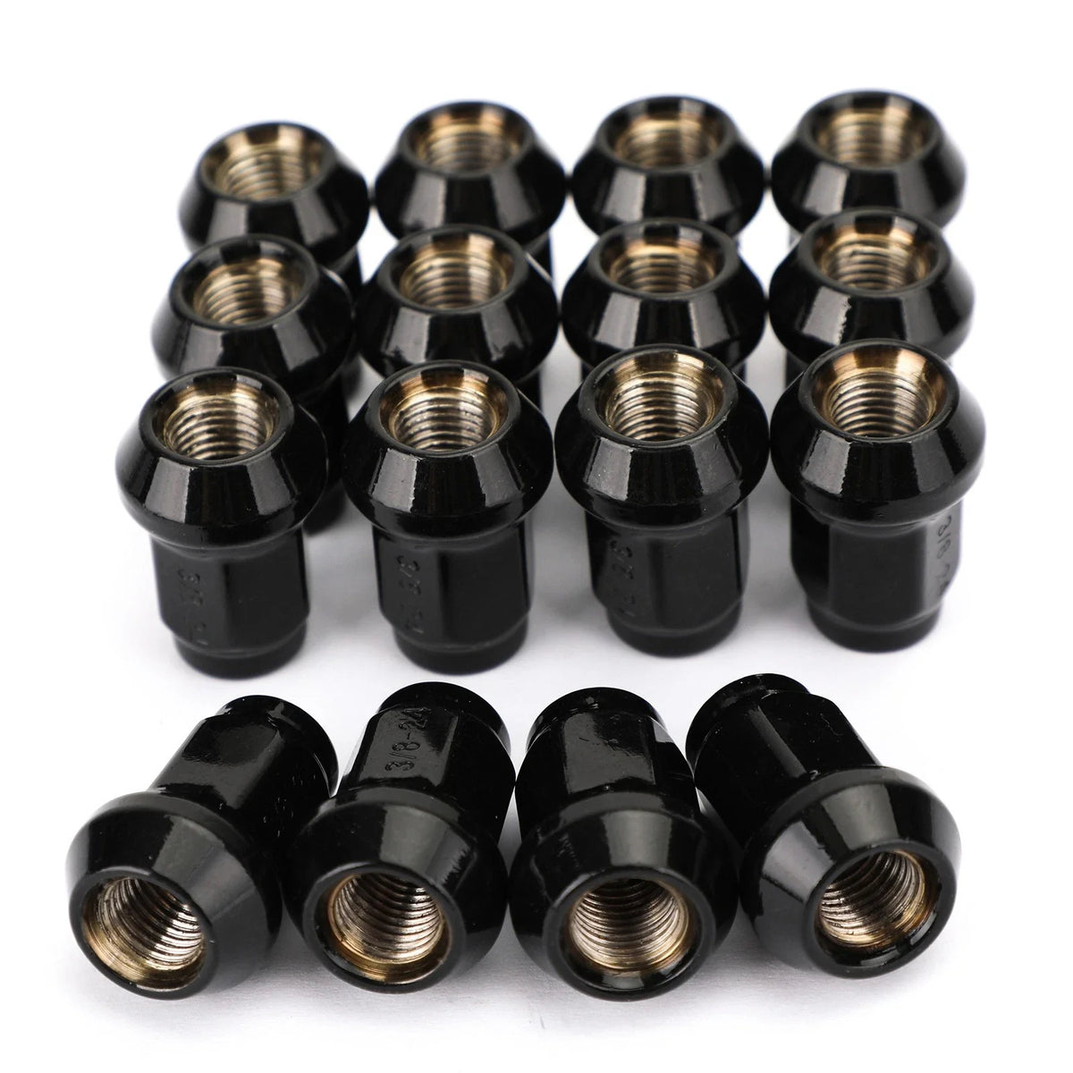 16x Black Wheel Lug Nuts 3/8" 24 Tapered for Polaris Ranger RZR (2008–2023)