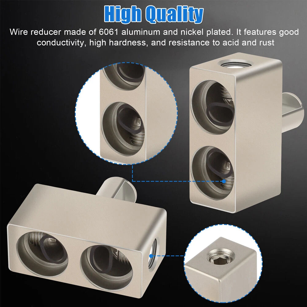 Set of 4 Car Audio Power Ground 1/0 AWG to 1/0 Gauge Offset Reducers