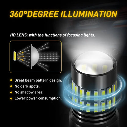 Set of 2 White 7443 7440 LED Brake Tail Turn Signal Reverse Bulbs 2400LM