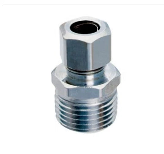 2-Pack Chrome 1/2" IPS x 3/8" OD Male Connector for Automotive