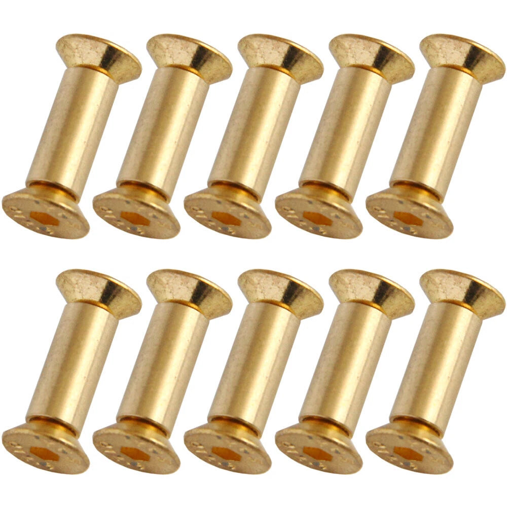 10PC Brass Knife Handle Pin Rivets Fastening Screws Lock Flat Hex Head