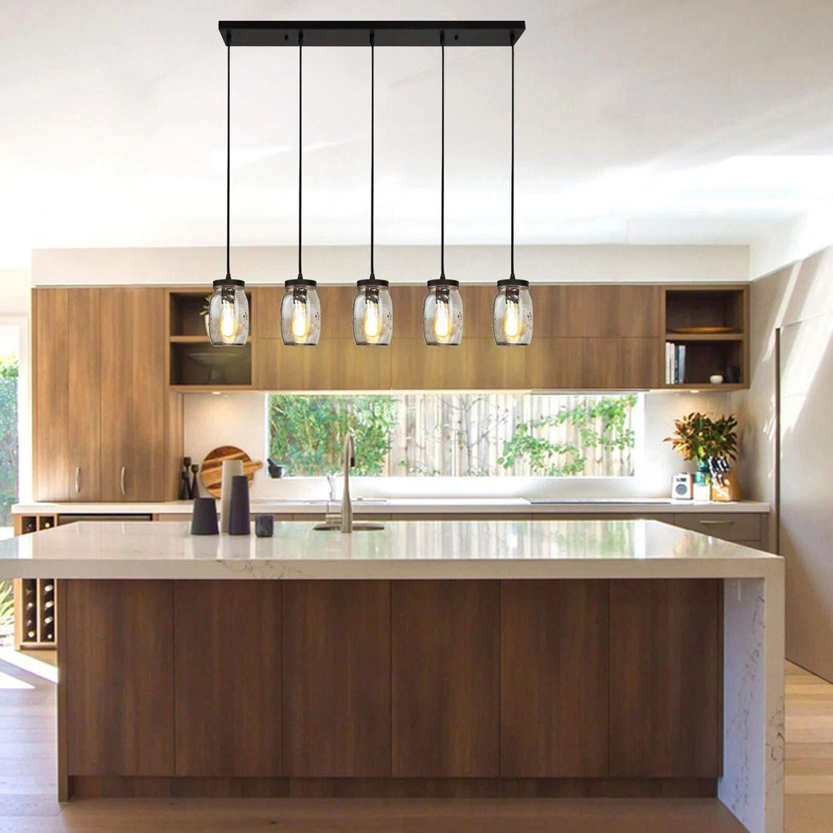 Mason Jar Chandelier Pendant Light Fixture for Kitchen Island