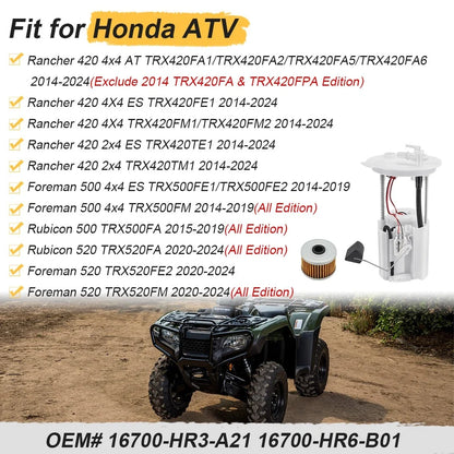 Fuel Pump & Oil Filter for Honda TRX420 (2014–2021), TRX500 (2014–2019), TRX520 (2020–2021)