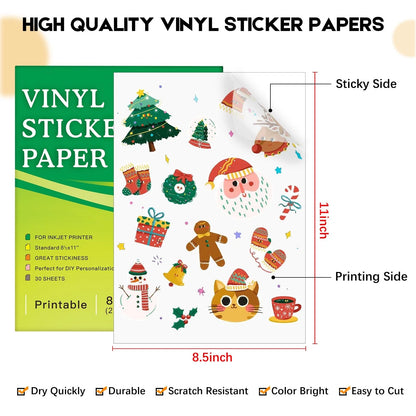 30 Sheets Printable Clear Sticker Paper for Inkjet Printer