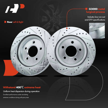 Set of 6 Rear Drilled Brake Rotors & Pads for Ford Mustang (2010–2014)