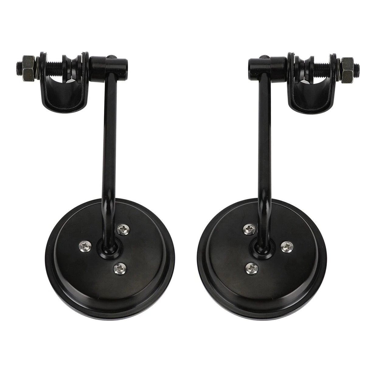Clamp On 3" Round Black Mirrors for Cafe Racer Chopper Bobber