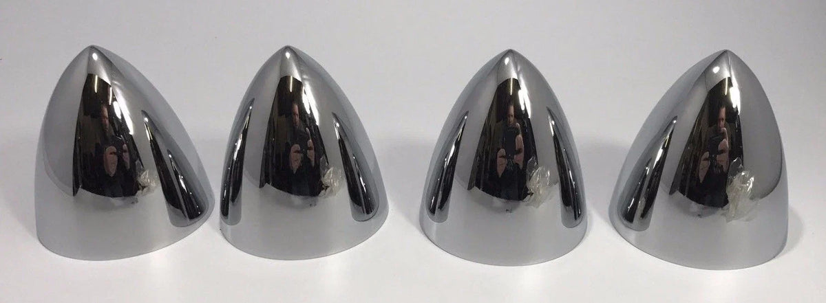 Hubcap Center Accessory Set of 4 Chrome Bullet Nose for Hot Rod Custom (1930–1970)