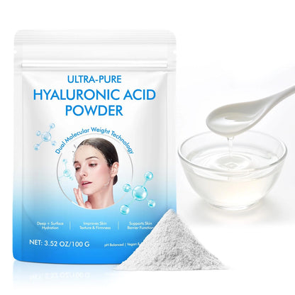 Hyaluronic Acid Powder for Face (Pack of 1) - Dual Molecular Weight 3.52 Fl Oz