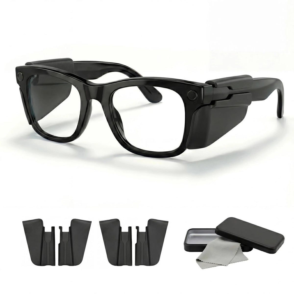 2 Pairs Silicone Side Shields for Glasses - Matte Black