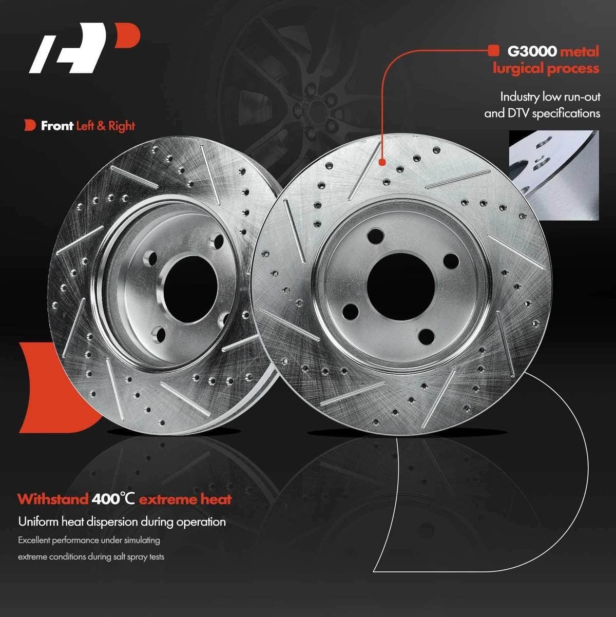 Front Drilled Brake Rotors for Chevy Cobalt, Pontiac G5, Saturn Ion (2005–2010)