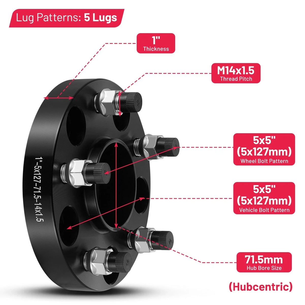Hubcentric Wheel Spacers for 1991–1998 Chevrolet C1500 (M14x1.5)