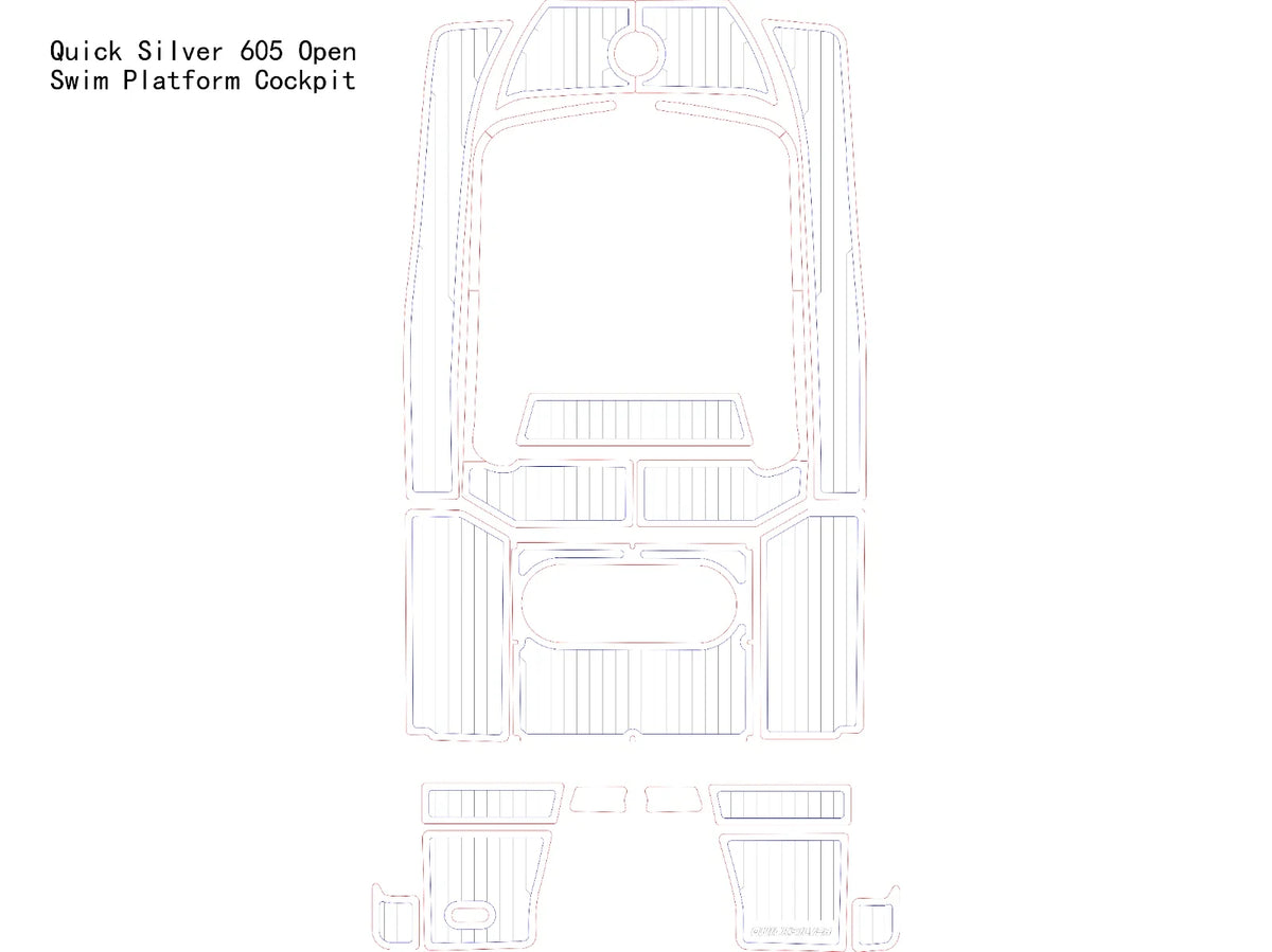 EVA Faux Teak Deck Flooring Pad for Quick Silver 605 Open Swim Platform