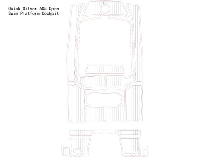 EVA Faux Teak Deck Flooring Pad for Quick Silver 605 Open Swim Platform