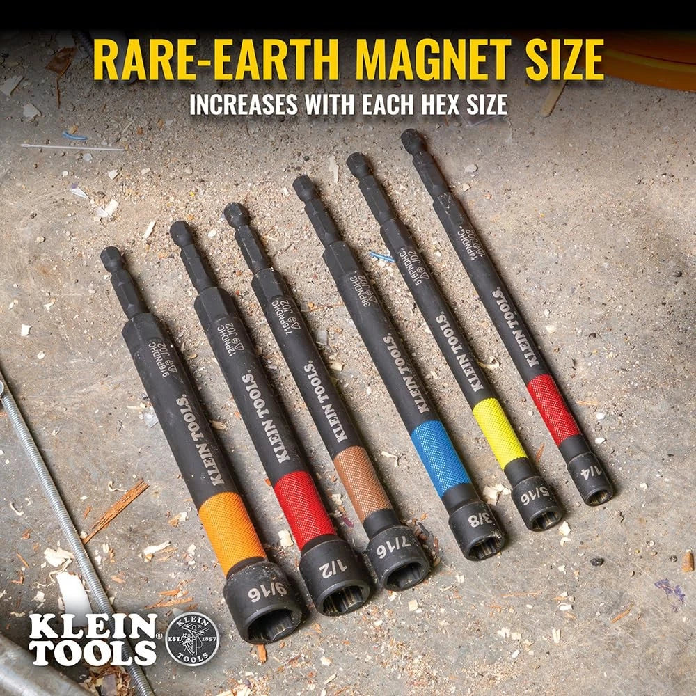 6-Piece SAE Magnetic Impact Nut Setter for Klein Tools