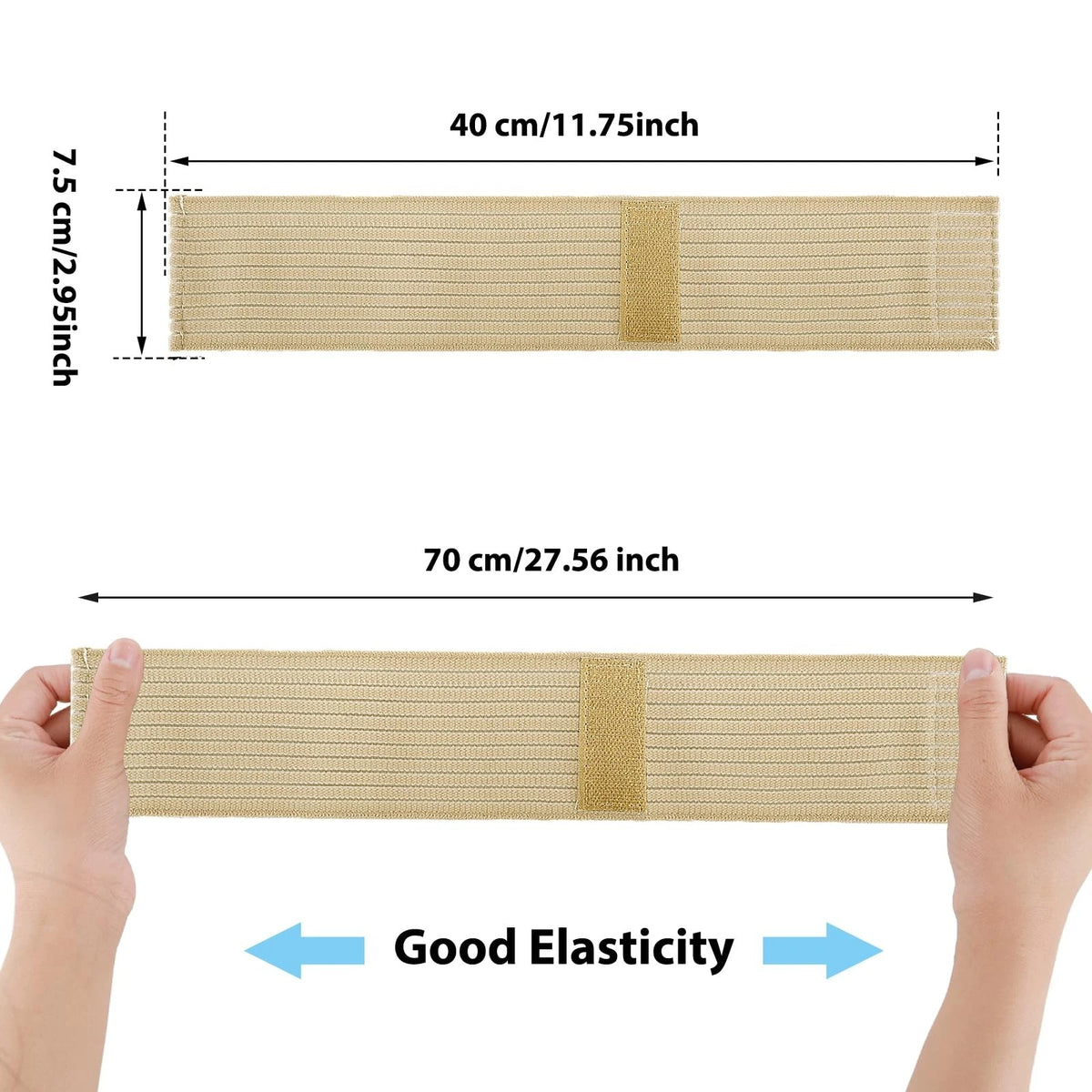 2X Elastic Wrist Support Band Wrap for Universal Fit (One Size) Beige