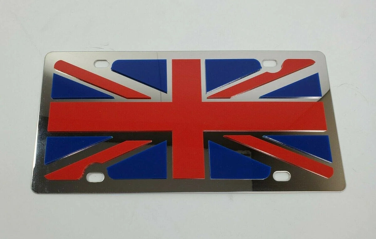 Vanity License Plate Frame with 3D UK Flag for Chrome Great Britain (—)