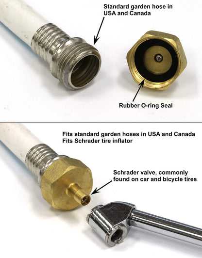 Tire Inflation Schrader Valve for Garden Hose 3/4 Inch, Brass