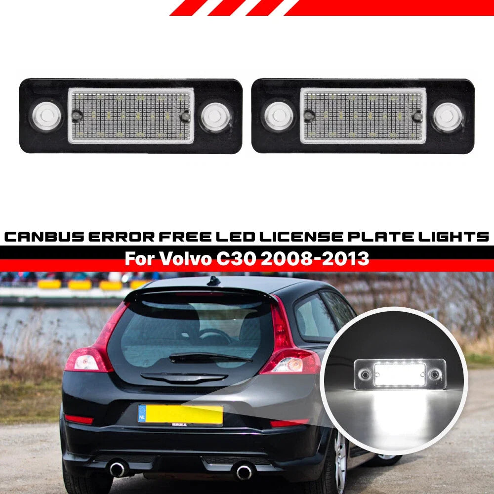LED Rear License Plate Light Lamp Pair for Volvo C30 (2008–2013)