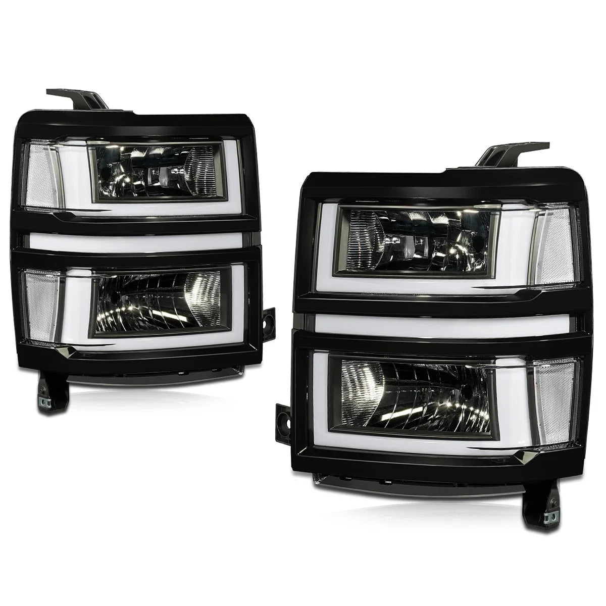 U-Shape LED DRL Sequential Turn Headlights for Silverado 1500 (2014–2015)