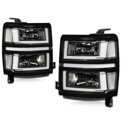 U-Shape LED DRL Sequential Turn Headlights for Silverado 1500 (2014–2015)