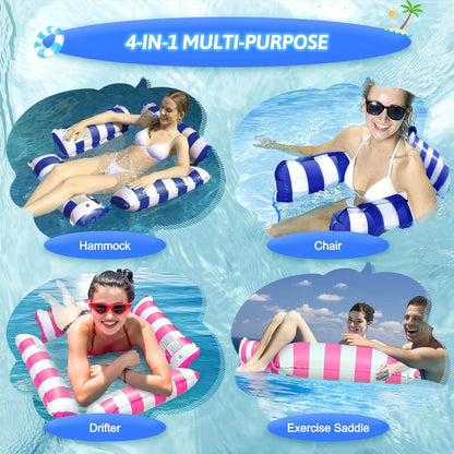 2X Inflatable Pool Floats for Adults - Multi-Purpose Water Hammock