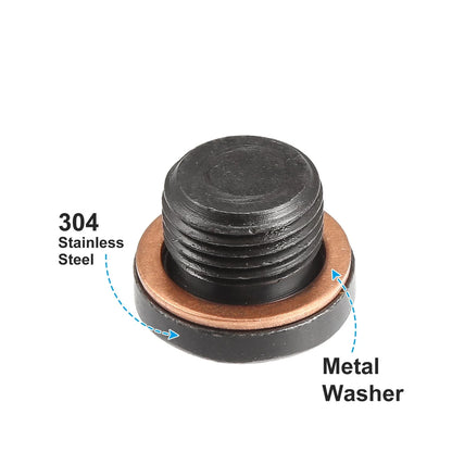 M18x1.5 Engine Oil Drain Plug Screw with Gasket for BMW Mazda Black