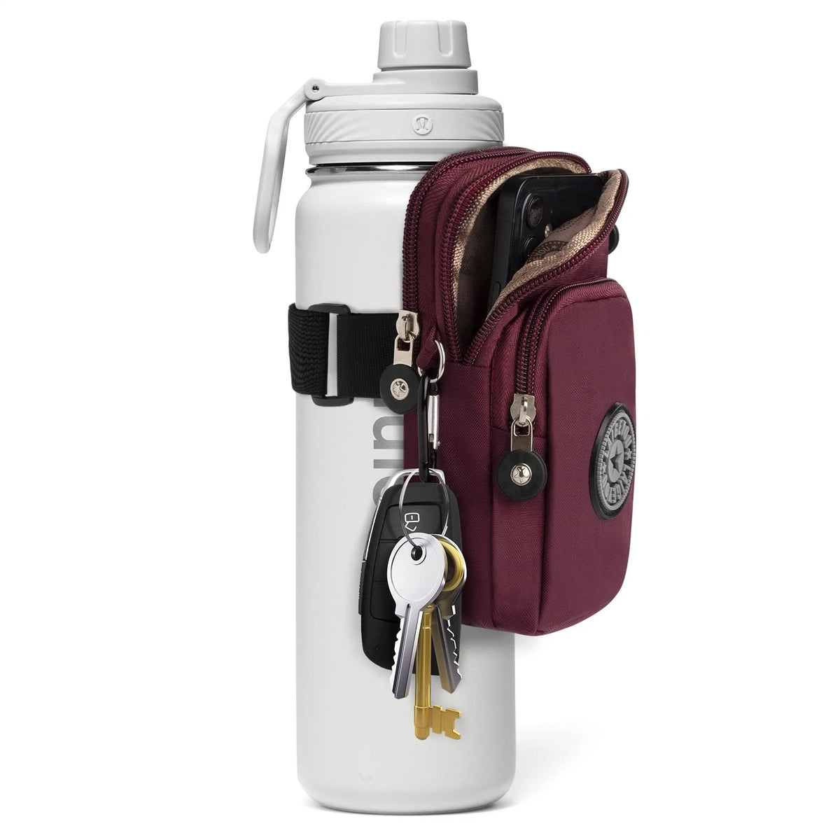 Bottle Pouch Gym Water Caddy with Phone Holder for Universal Fit