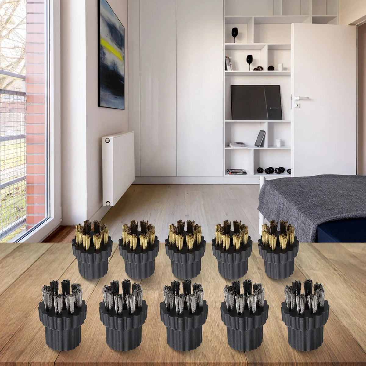 Brush Heads for Steam Mops (2X) - Brass & Soft for Tough Stains