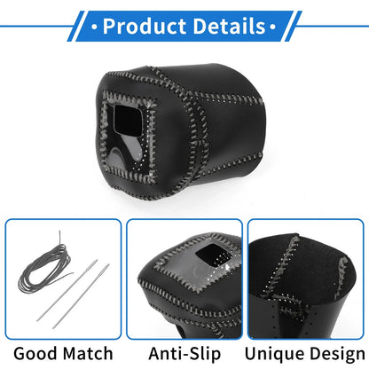 Gear Shift Knob Cover for Nissan Rogue (2021–2024) Black Grey Faux Leather