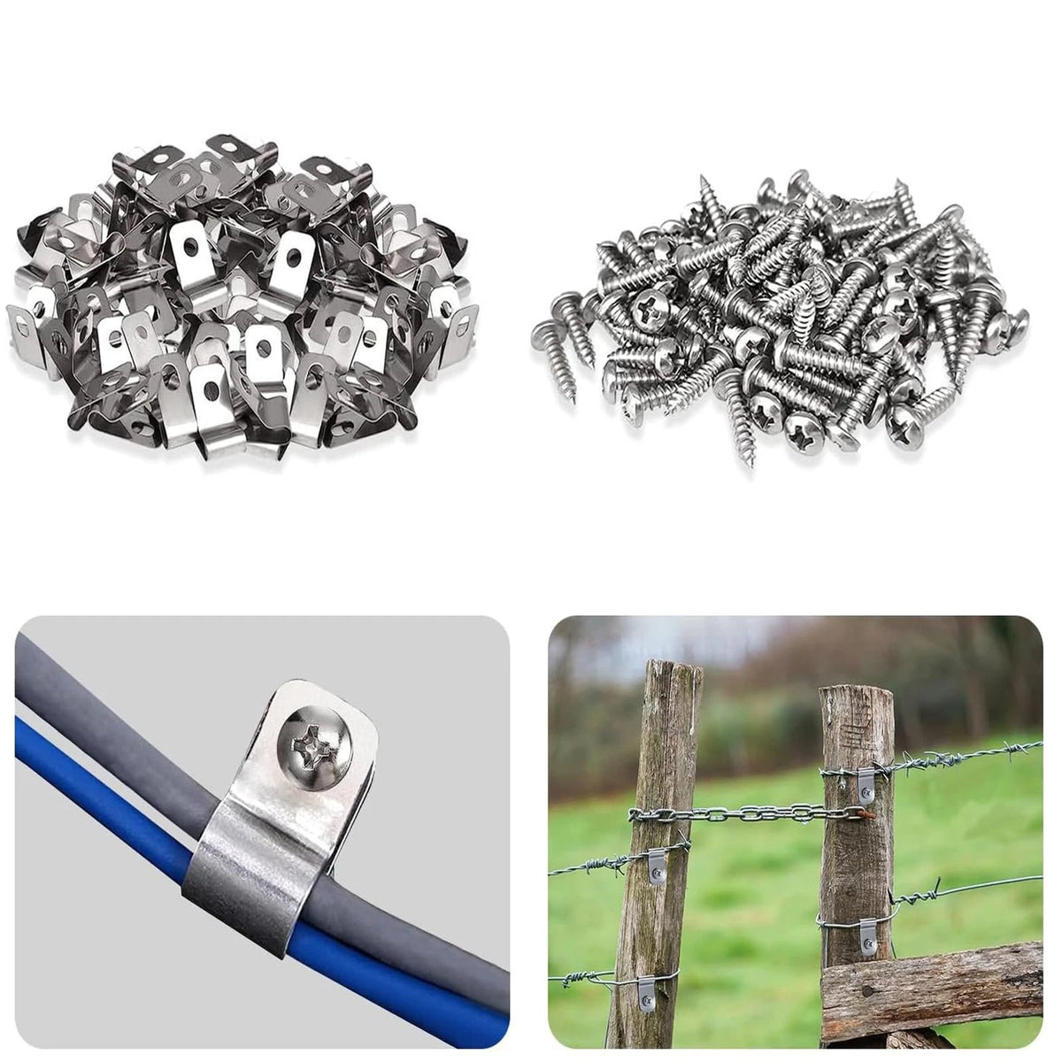 100 Pieces Fence Clamp Mounting Clips with Screws for We...