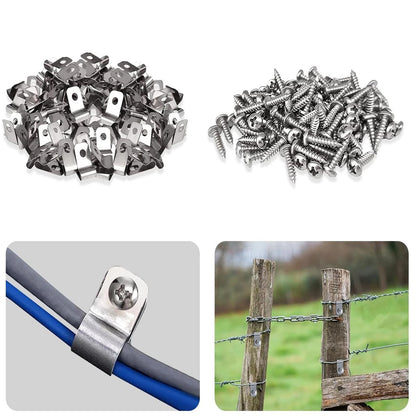 100 Pieces Fence Clamp Mounting Clips with Screws for We...