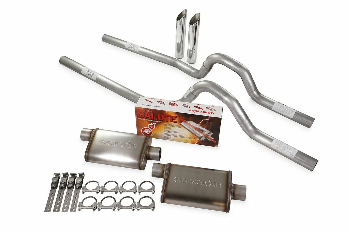 Dual Exhaust Kit 2.5" for GM C/K 20 3/4 Ton (1981–1987) Cherry Bomb Salute